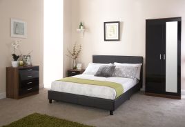 PU Leather 135cm Bed In A Box Black