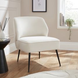 AVIAN Velvet Accent Chair with Slim Black Legs - Natural