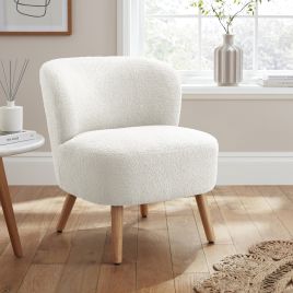 ENVAR Boucle Teddy Accent Chair with Curved Finish - Cream