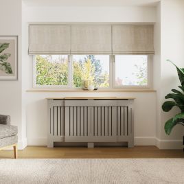 LORIX Adjustable Radiator Cover with Oak Shelf - Grey