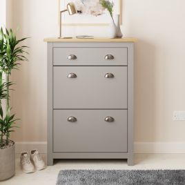 Lancaster 2dr 1drw Shoe Cabinet Grey