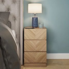 Katania 3 Drawers Bedside Table Set of 2 - Euro Oak