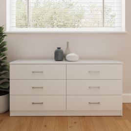BRAIL White Chest of Drawers - Large-sized, 6 Drawers, Double
