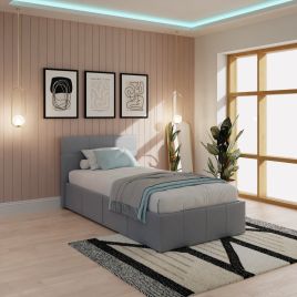 End Lift Ottoman 90cm Grey Pu Leather