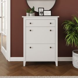 Deluxe Two Tier Shoe Cabinet White