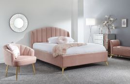 Pettine End Lift Ottoman Blush Pink Bed - Kingsize