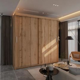 LOUVIS 2 Door Sliding Wardrobe Oak - 203cm