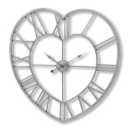 Heart Skeleton Wall Clock - Silver