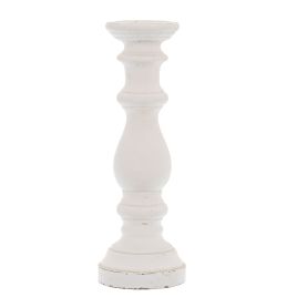 Matt White Ceramic Column Candle Holder - Large