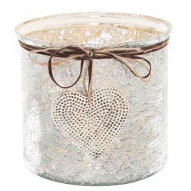 Mercury Hammered Heart Candle Holder - Large