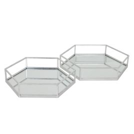 Silver Hexagon Trays - Set Of 2