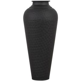 Hammered Vase With Lid - Matt Black
