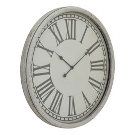 Embossed Wall Clock With Glass - White