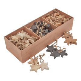 Wooden Star Hanging Decorations - Pack of 90