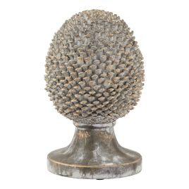 Stone Effect Pinecone Ornament With Gold Accents - Large
