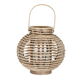 Round Willow Lantern With Glass Holder - Large