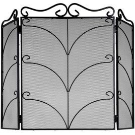 Heavy Large Ornate Fire Screen - Black