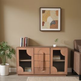 SINDRA Solid Wooden Extra Large Sideboard - Oak Finish