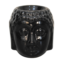 Aromatic Black Buddha Head Oil Burner Set - Ylang, White Lotus, Lavender