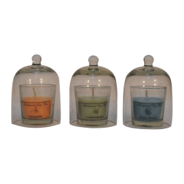 Cloche Bell Jar Candle Set of 3 - Citronella, Lemongrass, Summer Tides