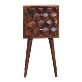 Bedside Table - RUSTICO 2 Drawer Nightstand Chestnut Finish 31cm
