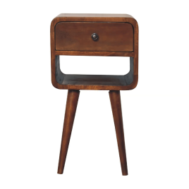 Bedside Table - VERDE Nightstand Chestnut Finish 30cm