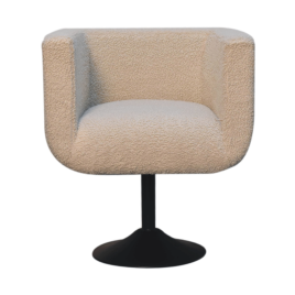 Handwoven Boucle Swivel Chair - Cream