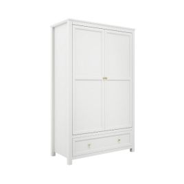 Wardrobe - IVANHOE 2 Door with Drawer Wardrobe White - 118cm