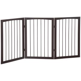 Folding 3 Panel Pet Gate Wooden Foldable Dog Fence Indoor Free Standing Safety Gate Portable Separation Pet Barrier Guard