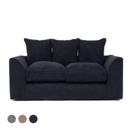 Porto Jumbo Cord 2 Seater Sofa - Black