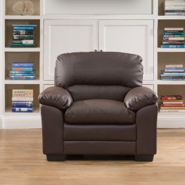 Armchair - LEVRANO Leather Chair - Brown