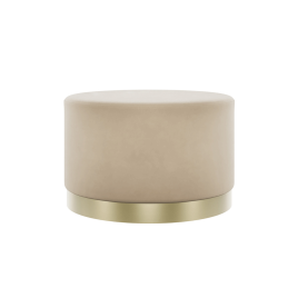 Harlow Large Pouffe with Brushed Gold Base - Beige Velvet