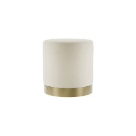 Harlow Small Pouffe with Brushed Gold Base - Cream Velvet