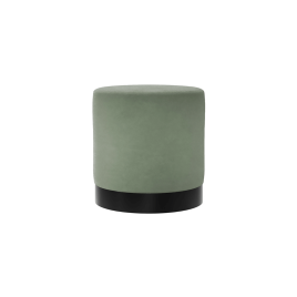 Harlow Small Pouffe with Matte Black Base - Sage Velvet