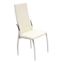 Marlow Leather Effect Dining Chairs with Chrome Stylish Frame Cream - Set of 2
