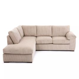 Corner Sofa AMALFI Standard Back Jumbo Cord Left Hand Facing Corner Sofa - Cream