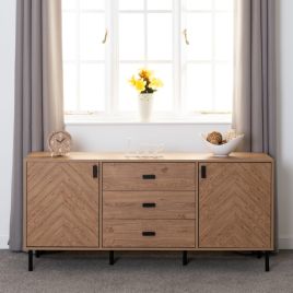 Leon 2 Door 3 Drawer Sideboard - Oak Effect