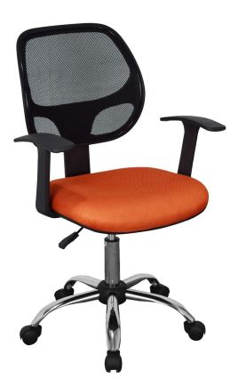 Loft Chair Orange Fabric Seat Mesh Back with Chrome Base - Orange