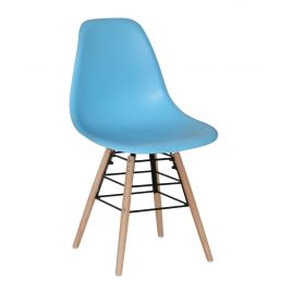 Polastro Plastic Dining Chairs set Vibrant Comfort with Solid Beech Legs 4 piece - Blue