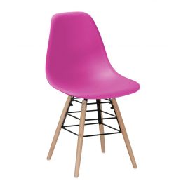 Polastro Plastic Dining Chairs set Vibrant Comfort with Solid Beech Legs 4 piece - Pink
