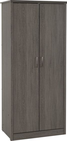Wardrobe - LISKEARD 2 Door Wardrobe Black Wood Grain 81.5cm