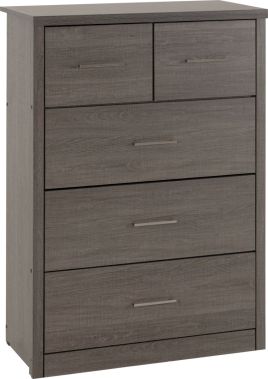 LISKEARD Black Chest of Drawers - Medium-sized, 5 Drawers