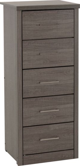LISKEARD Black Chest of Drawers - Tallboy, Medium-sized, 5 Drawers