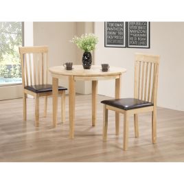 Scottsdale Contemporary Comfort Pair of Wooden Dining Chairs with PU Seating in Natural