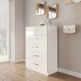 Lynx 5 Drawer Bedroom Chest - White