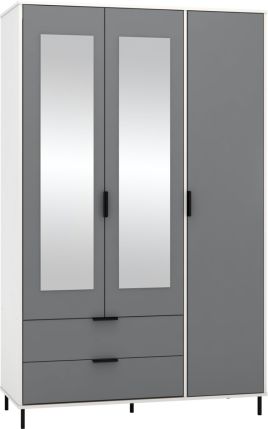 Wardrobe - MANILA 3 Door Mirrored Wardrobe Grey White Gloss 121.5cm