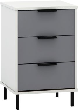 Madrid 3 Drawer Bedside - Grey White Gloss