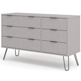 Grey Chest of Drawers - ARTA Large Chest  6 Drawers  Double Chest