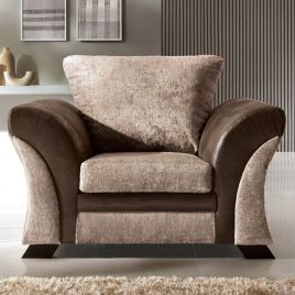 Lloyd Crushed Chenille Armchair - Brown and Beige