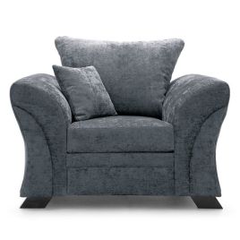 Lloyd Crushed Chenille Armchair - Dark Grey